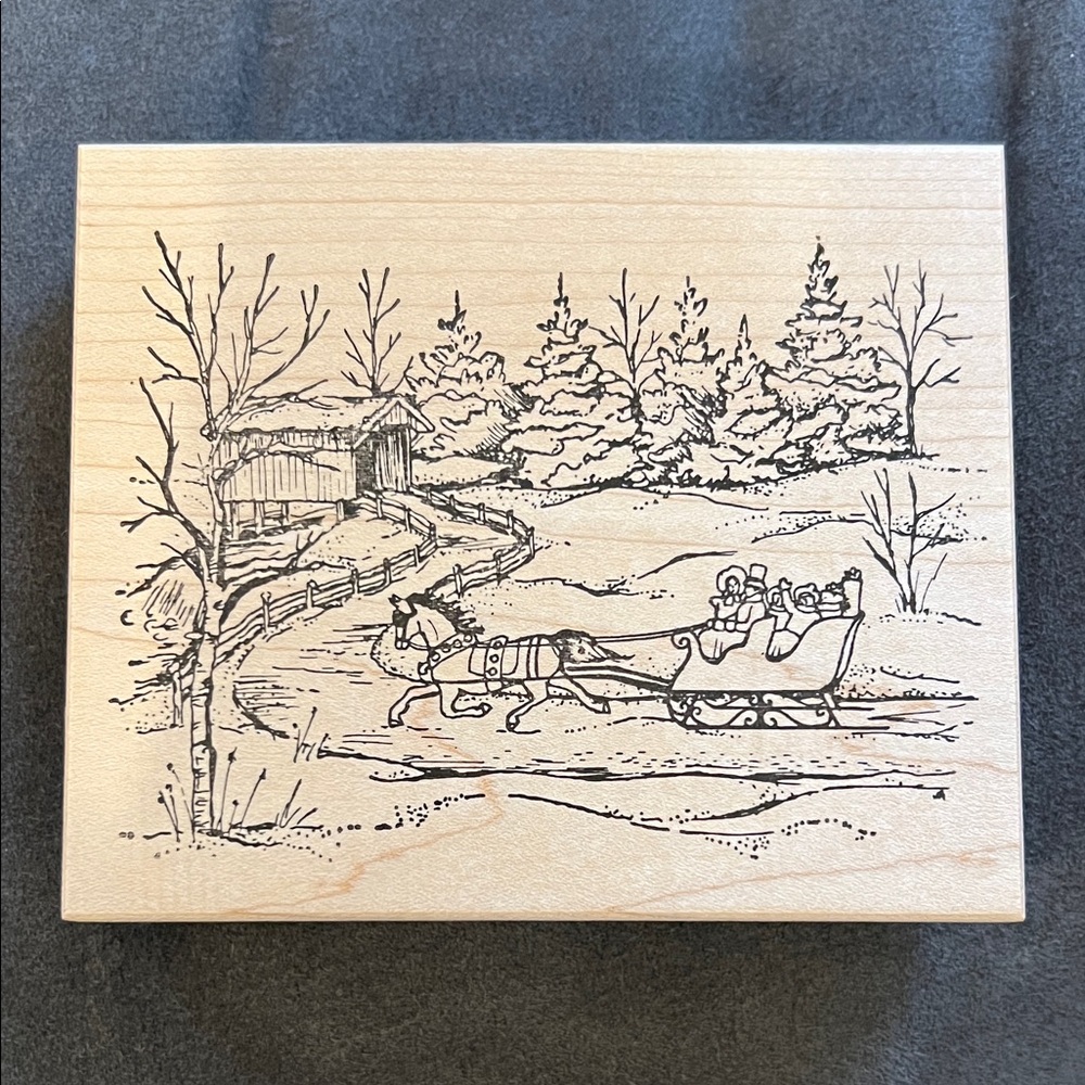 Wooden Winter Scene Stamp